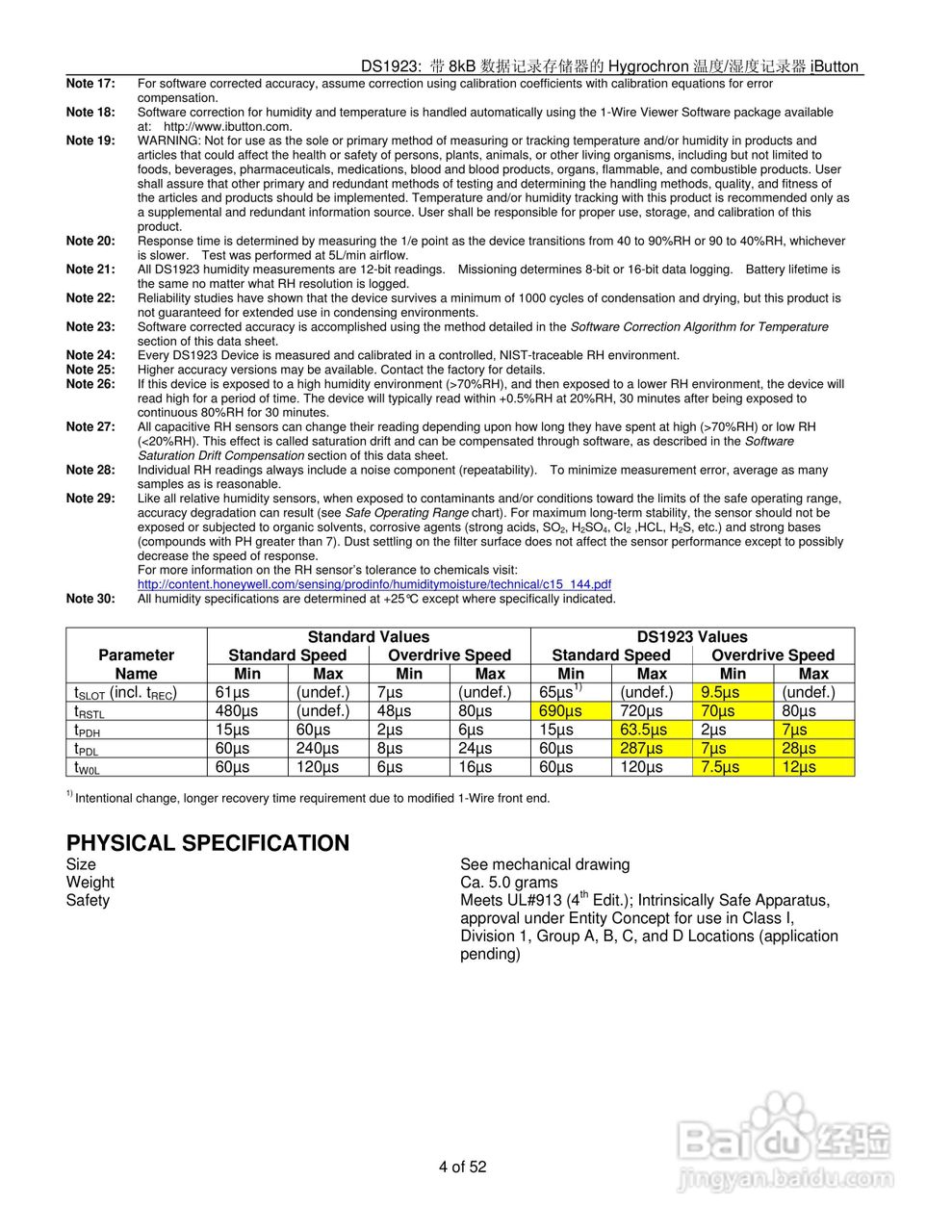 DALLAS DS1923温度/湿度记录器说明书:[1]