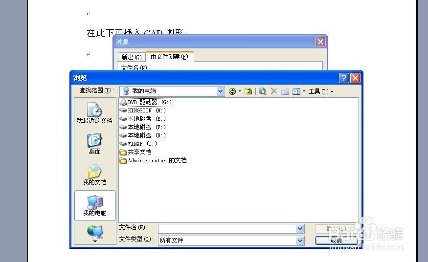如何在WORD文件中插入CAD图形