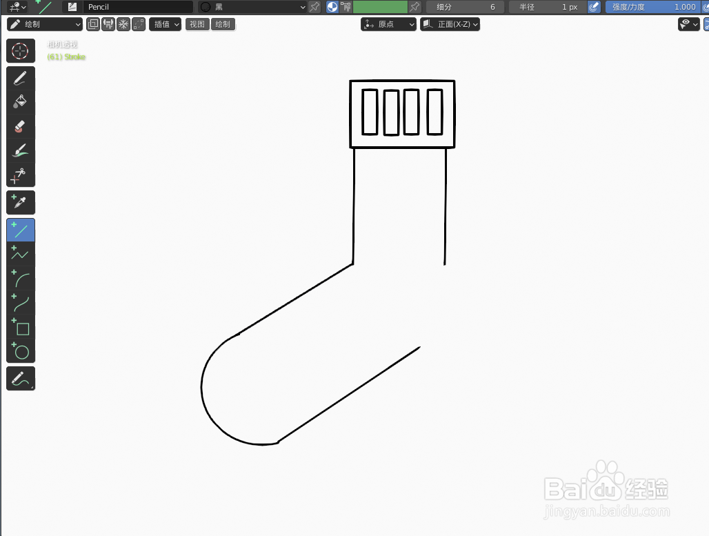 如何使用blender快速设计1只袜子2D简图模型