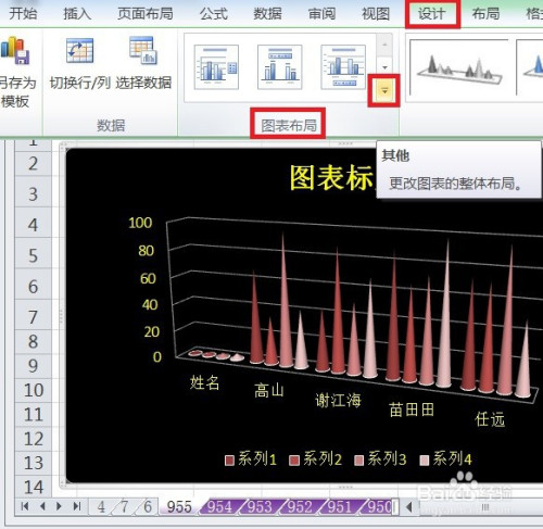 excel怎么让簇状圆锥图显示布局4效果