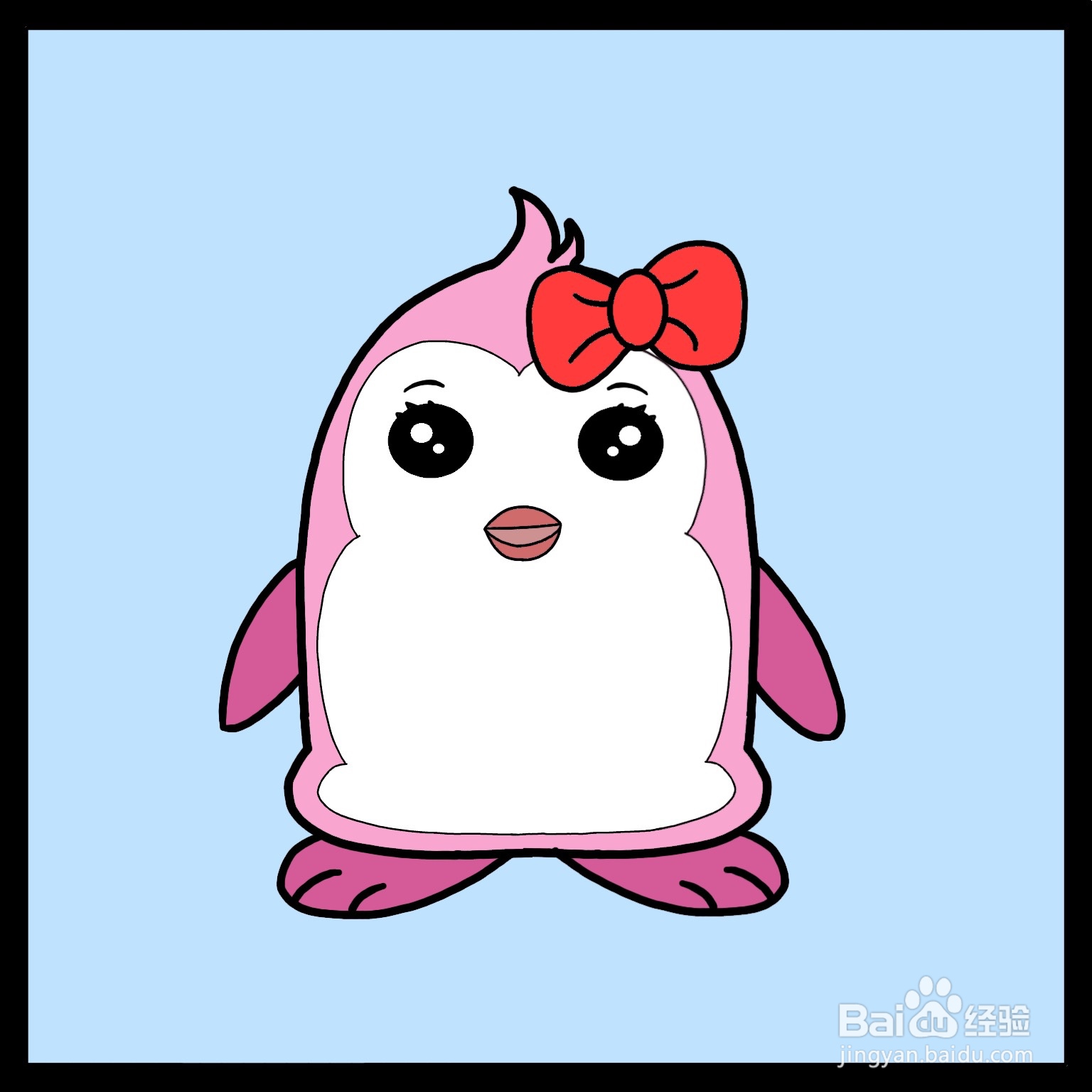 怎么画粉红企鹅简笔画(儿童简笔画)