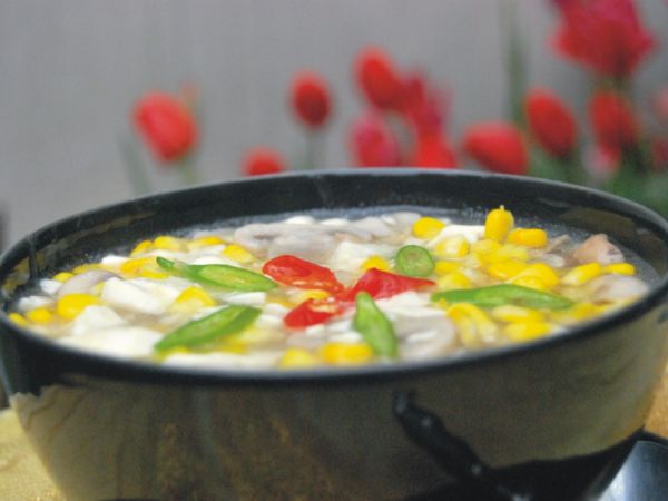 粟米磨菇烩豆腐