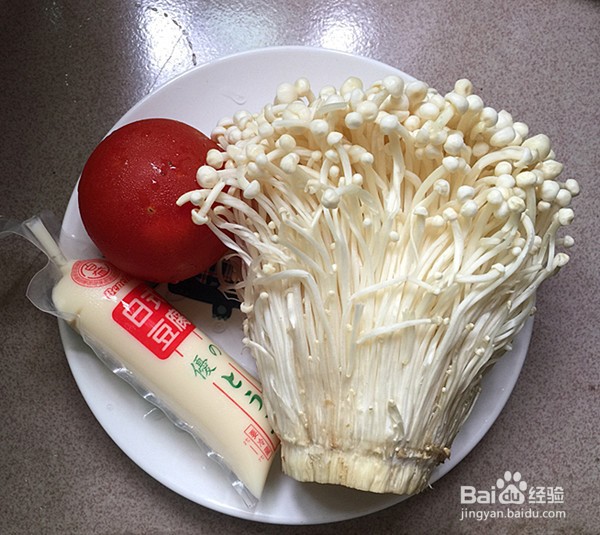 日本豆腐烩金针菇的做法