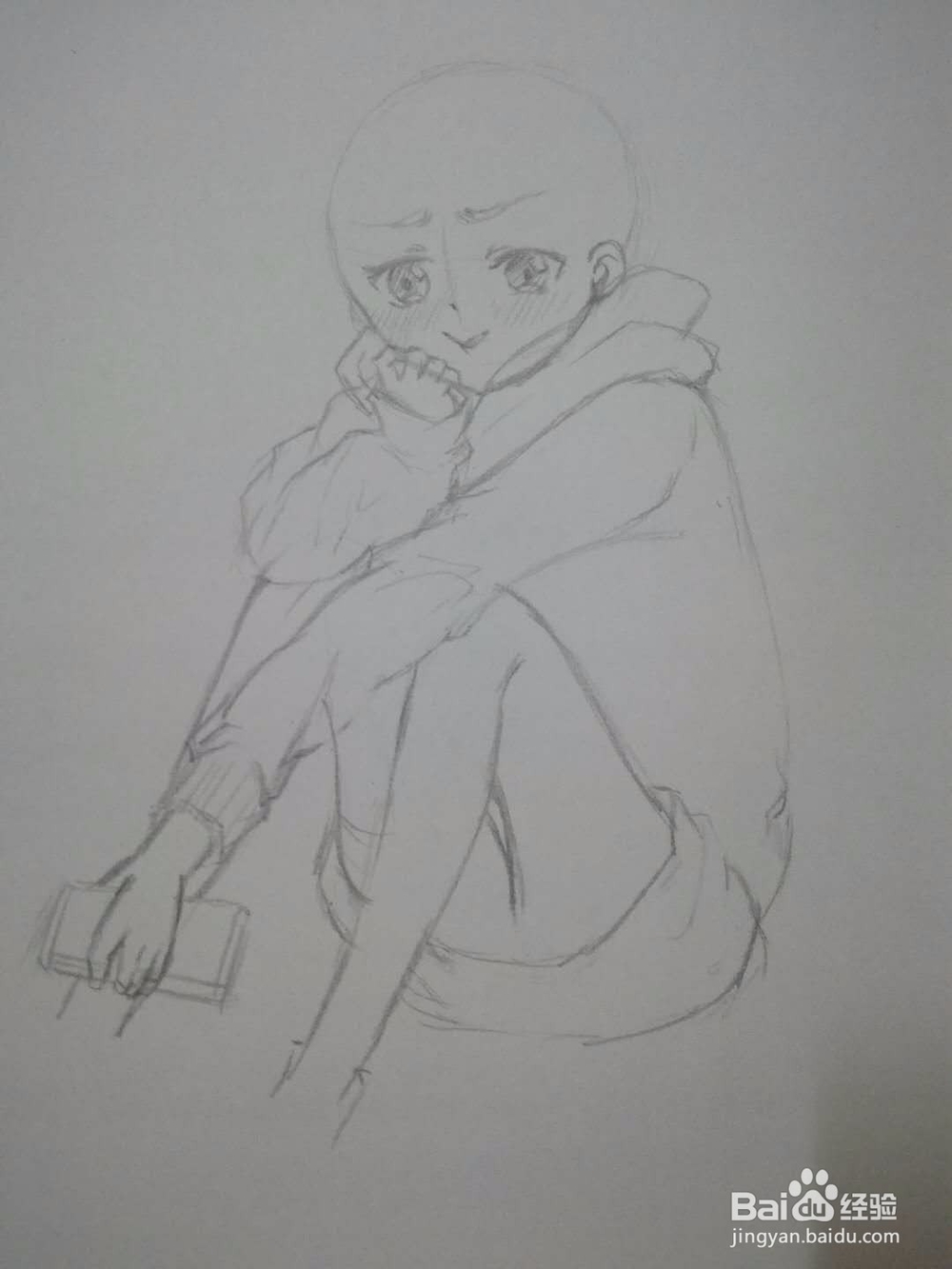 怎么起稿绘制一个蹲坐着的动漫人物