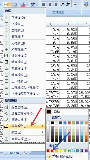 EXCEL单元格边框改变颜色