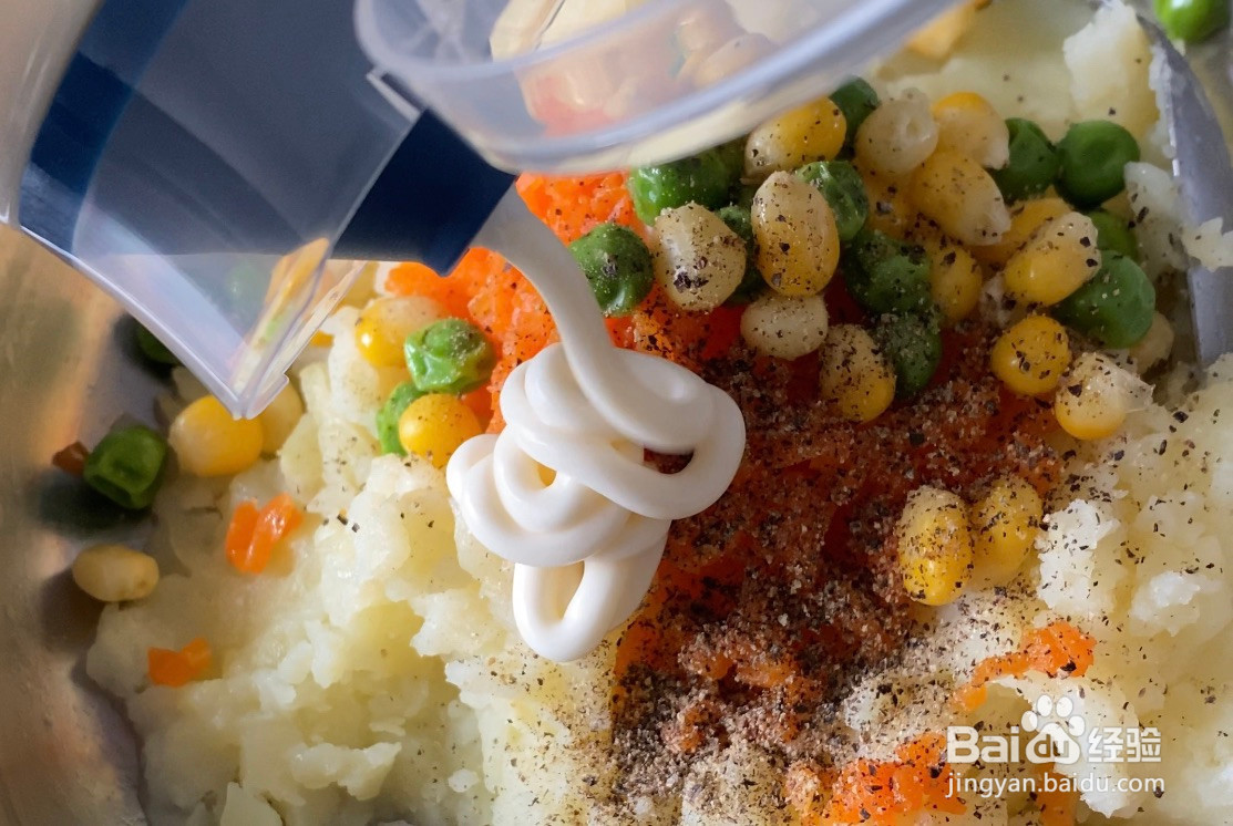 张灯结彩土豆泥蒸虾的做法