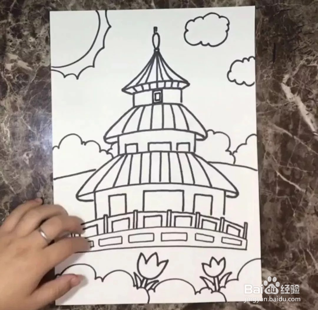 儿童泰国大皇宫简笔画图片