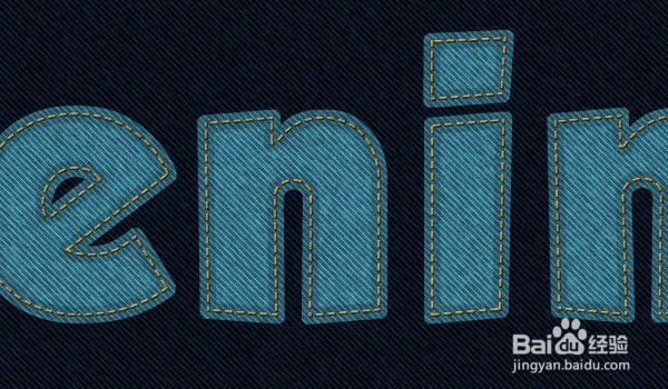 如何在Photoshop中制作缝合牛仔布文字效果