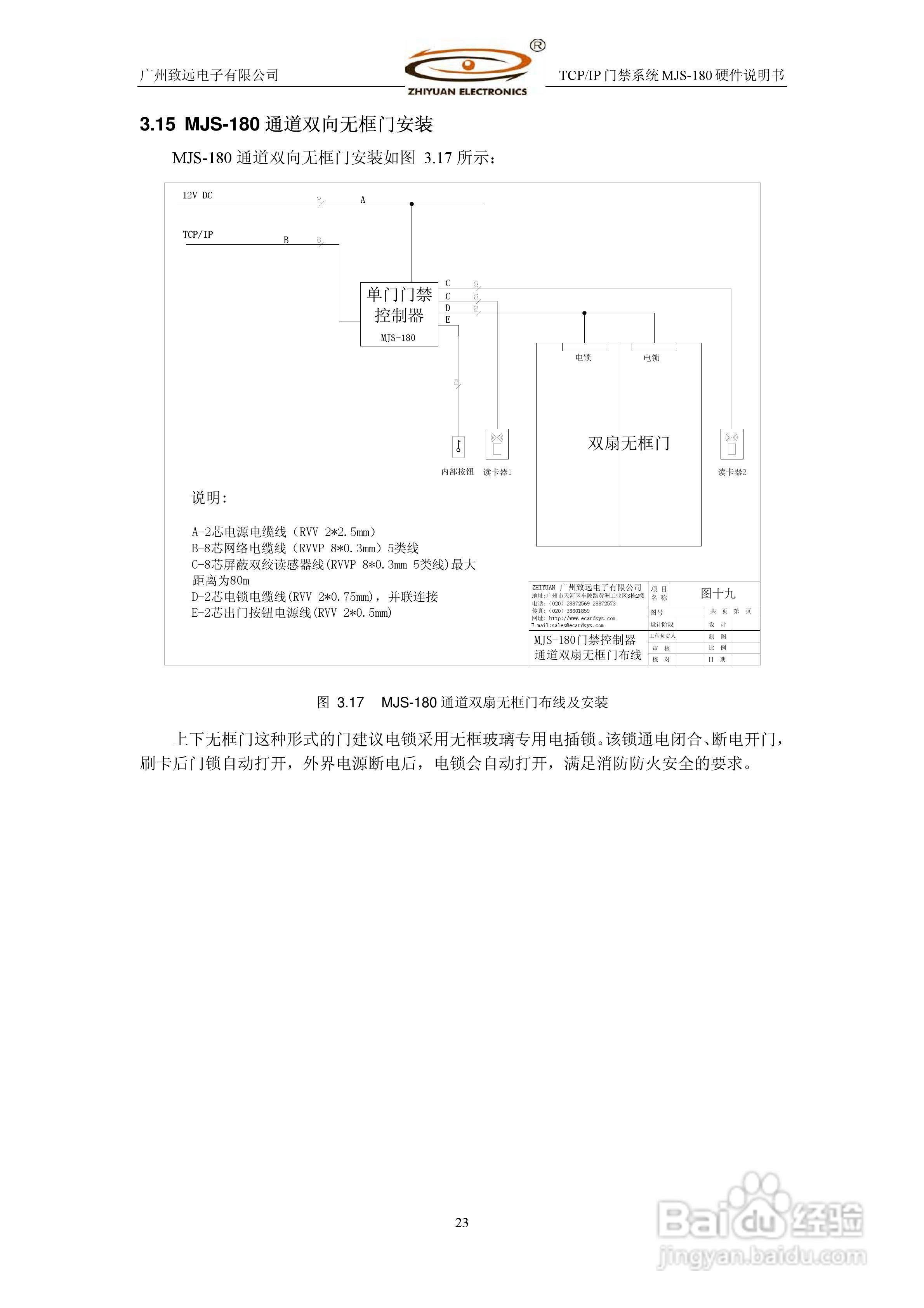 MJS-180 TCP IP门禁控制系统硬件使用说明书:[3]