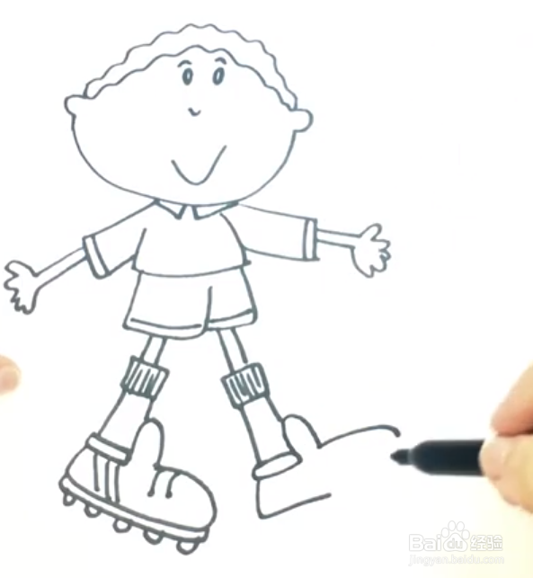 简笔画教程——如何用彩笔一步一步画踢足球男孩
