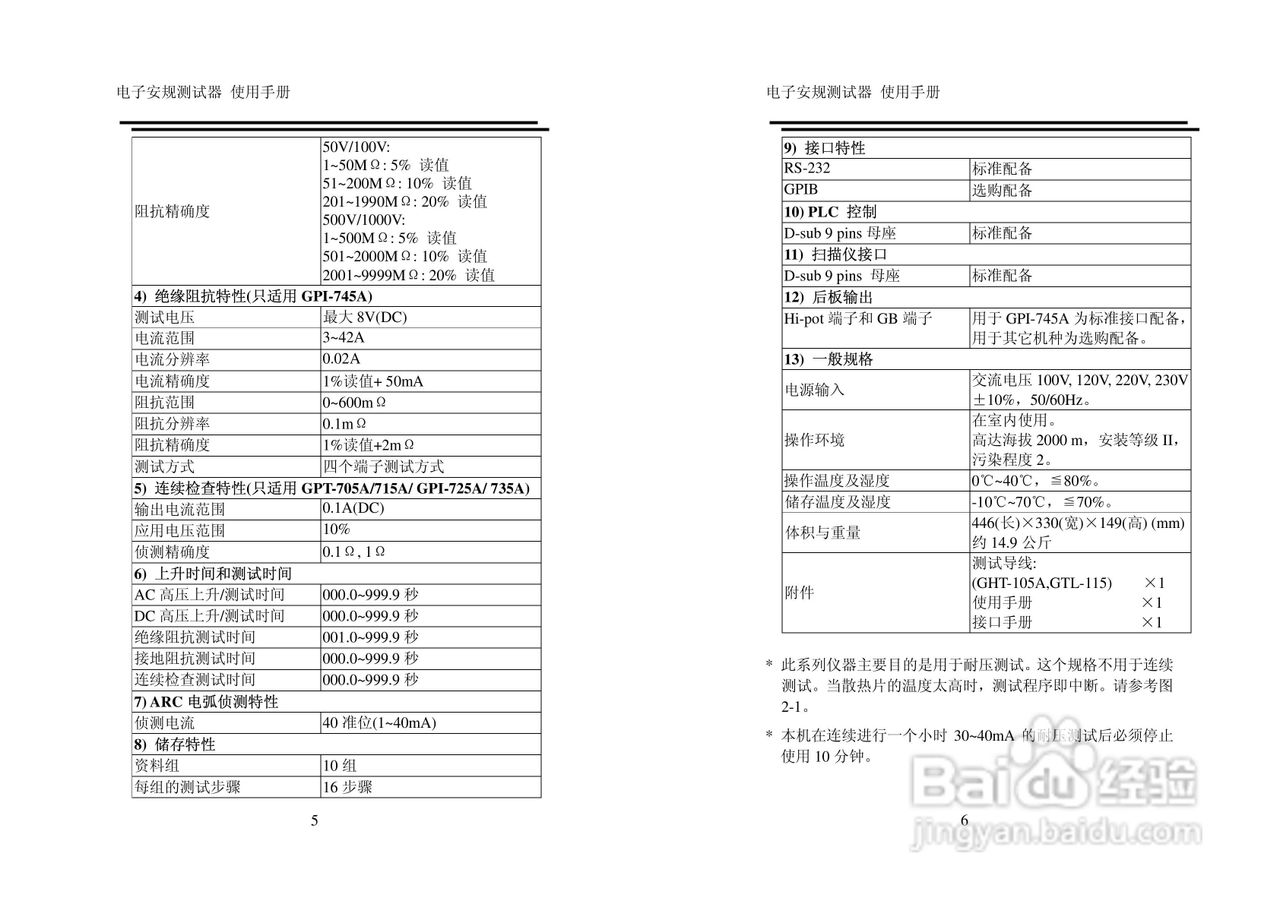 固纬GPT-705A电子安规测试仪使用说明书:[1]