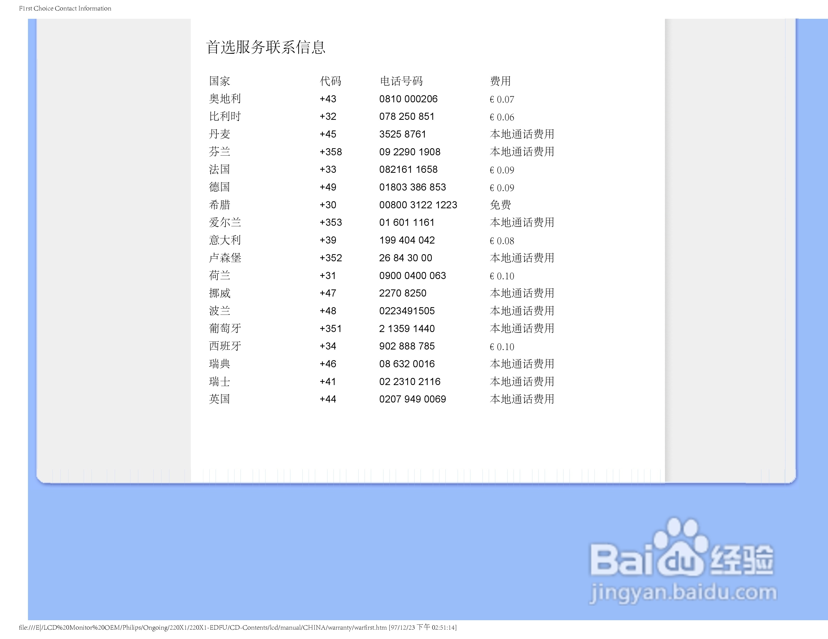 飞利浦220X1 LCD液晶显示器简体中文版说明书:[9]