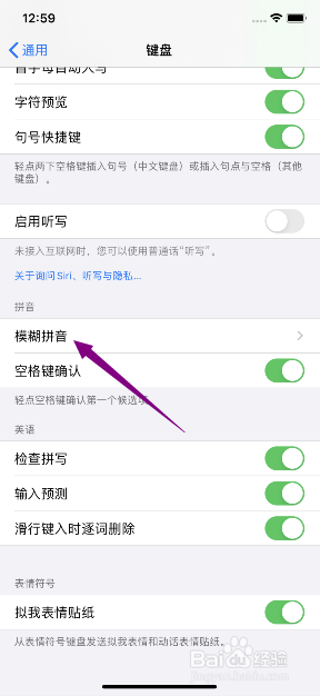 苹果11怎么关闭模糊拼音