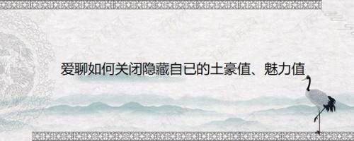 爱聊如何关闭隐藏自已的土豪值、魅力值