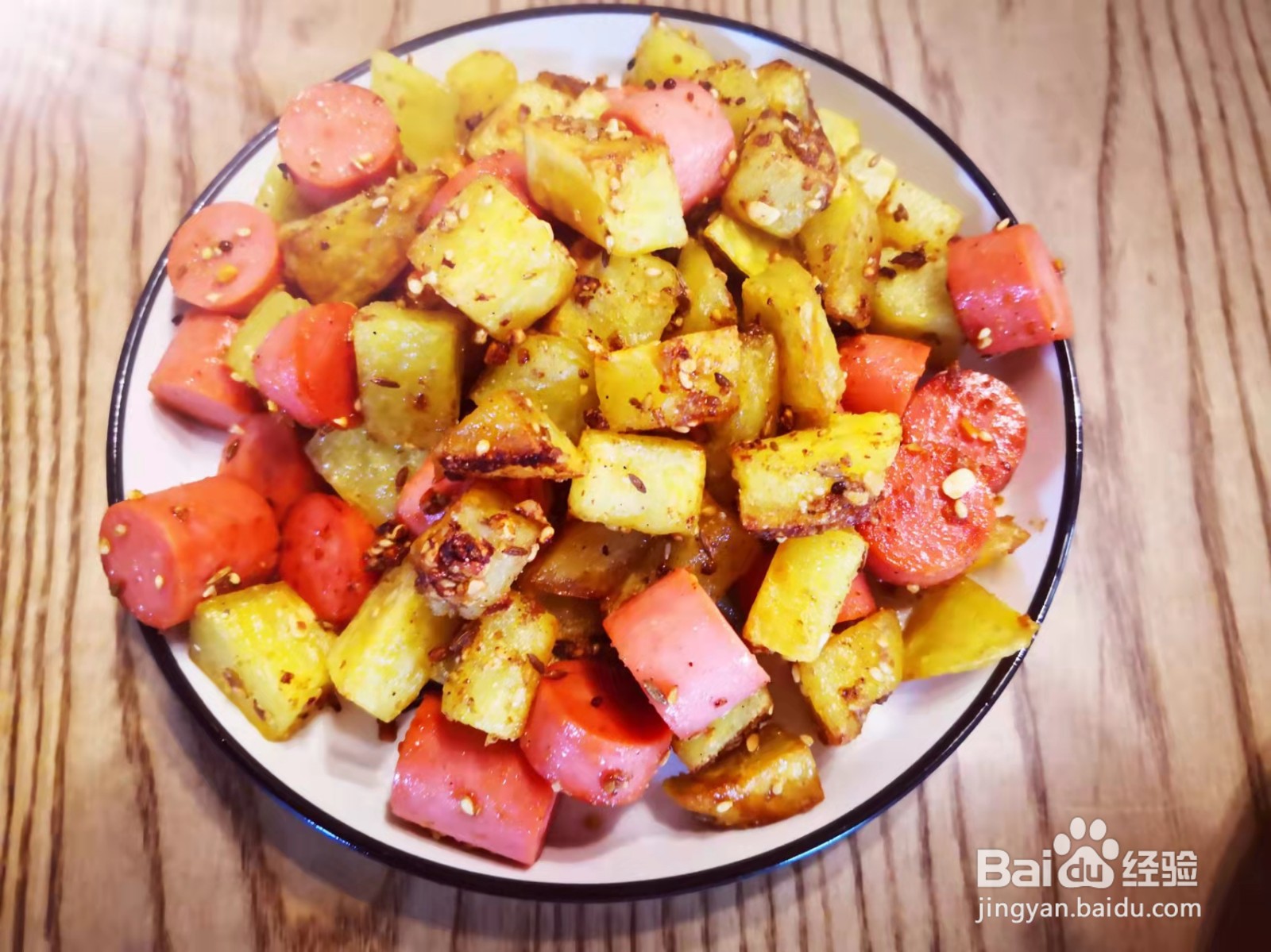 街边小吃香煎土豆火腿