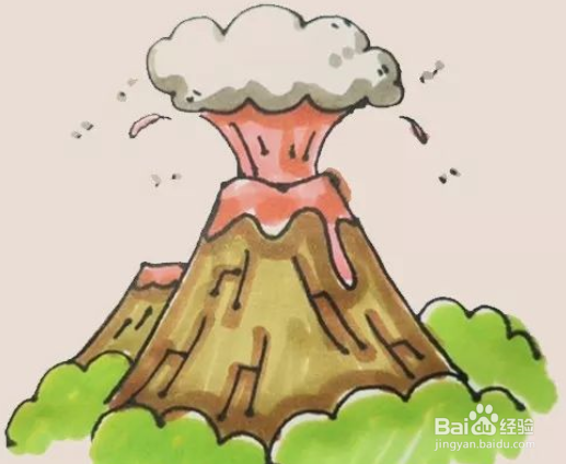 火山喷发简笔画