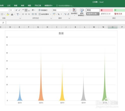 在Excel中制作山峰柱状图