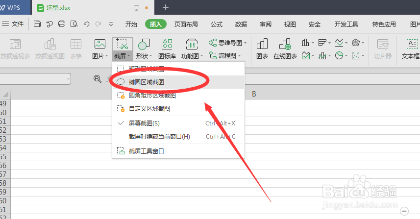 EXCEL办公软件如何进行椭圆区域截图