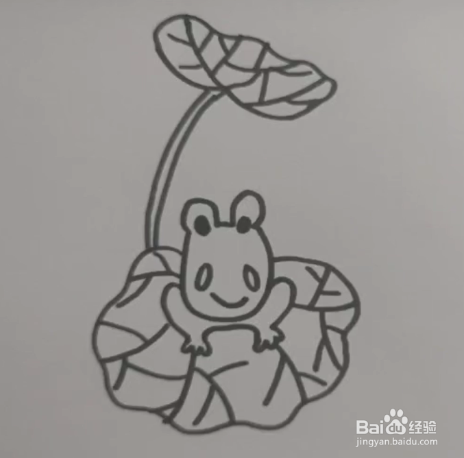 简笔画遮阳的青蛙