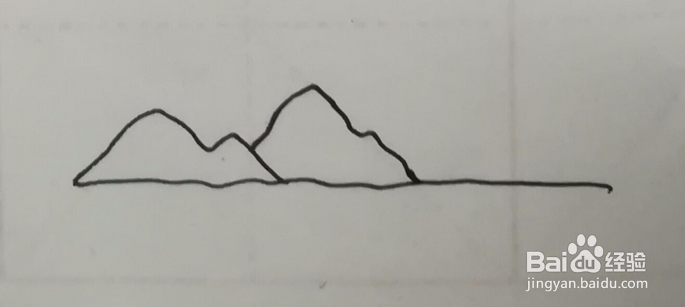 风景简笔画远山、田野组合怎么画