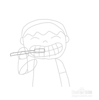 如何简单地绘制孩子刷牙