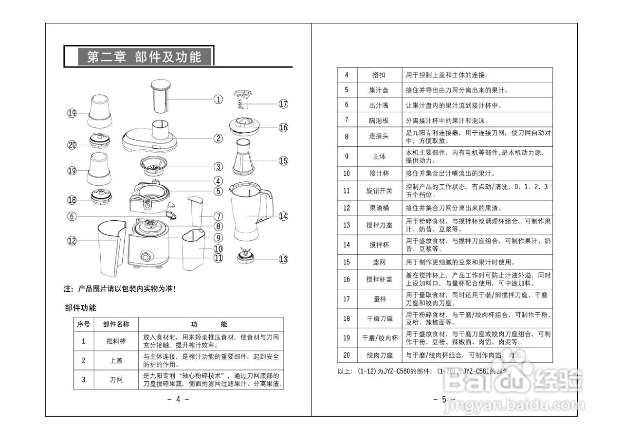 九阳榨汁机jyz-c580型使用说明书