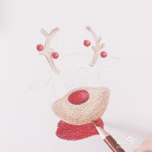 圣诞麋鹿的绘画过程