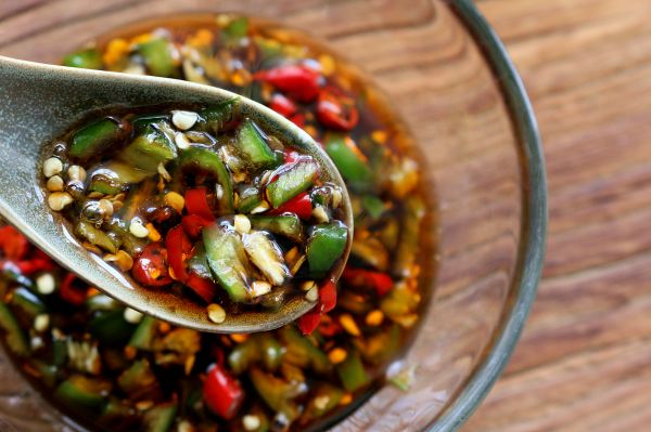 酸辣秋葵拌虾仁
