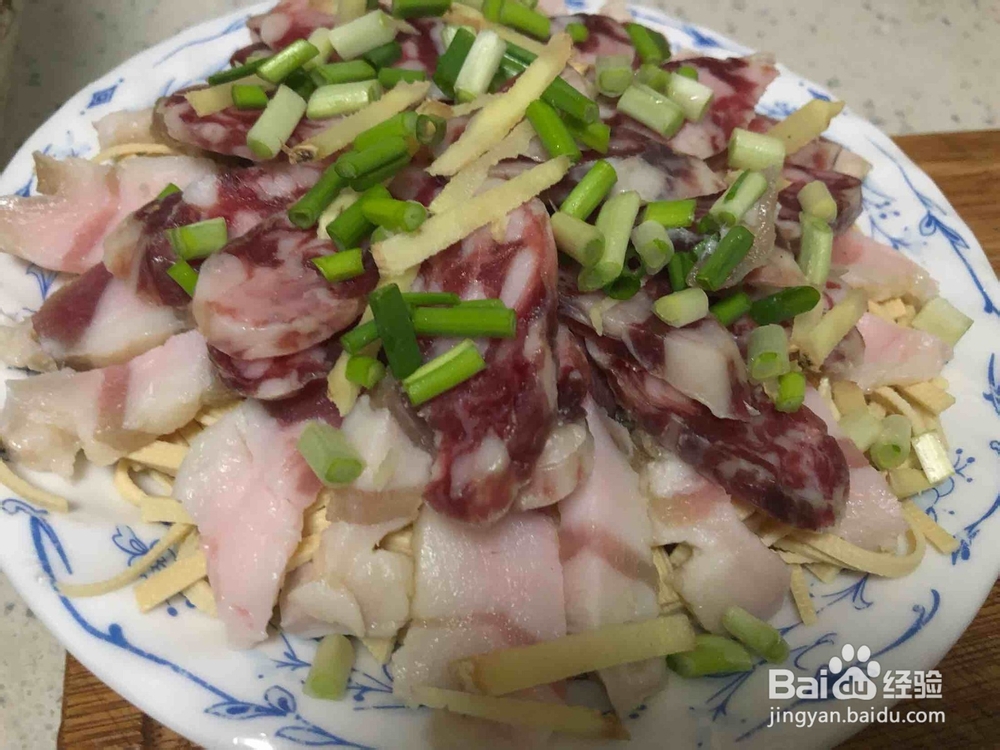 咸肉香肠蒸干丝的步骤