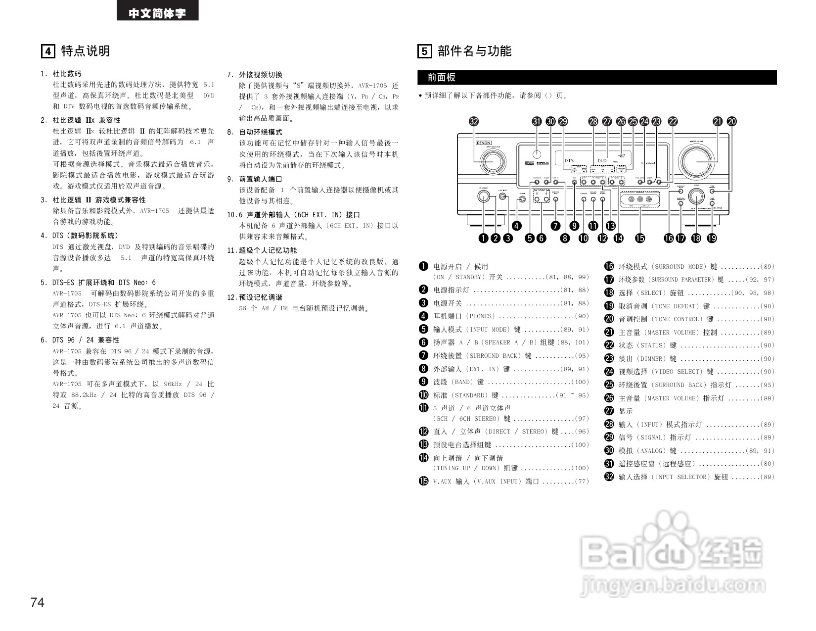 BENON AVR-1705功放操作说明书:[4]