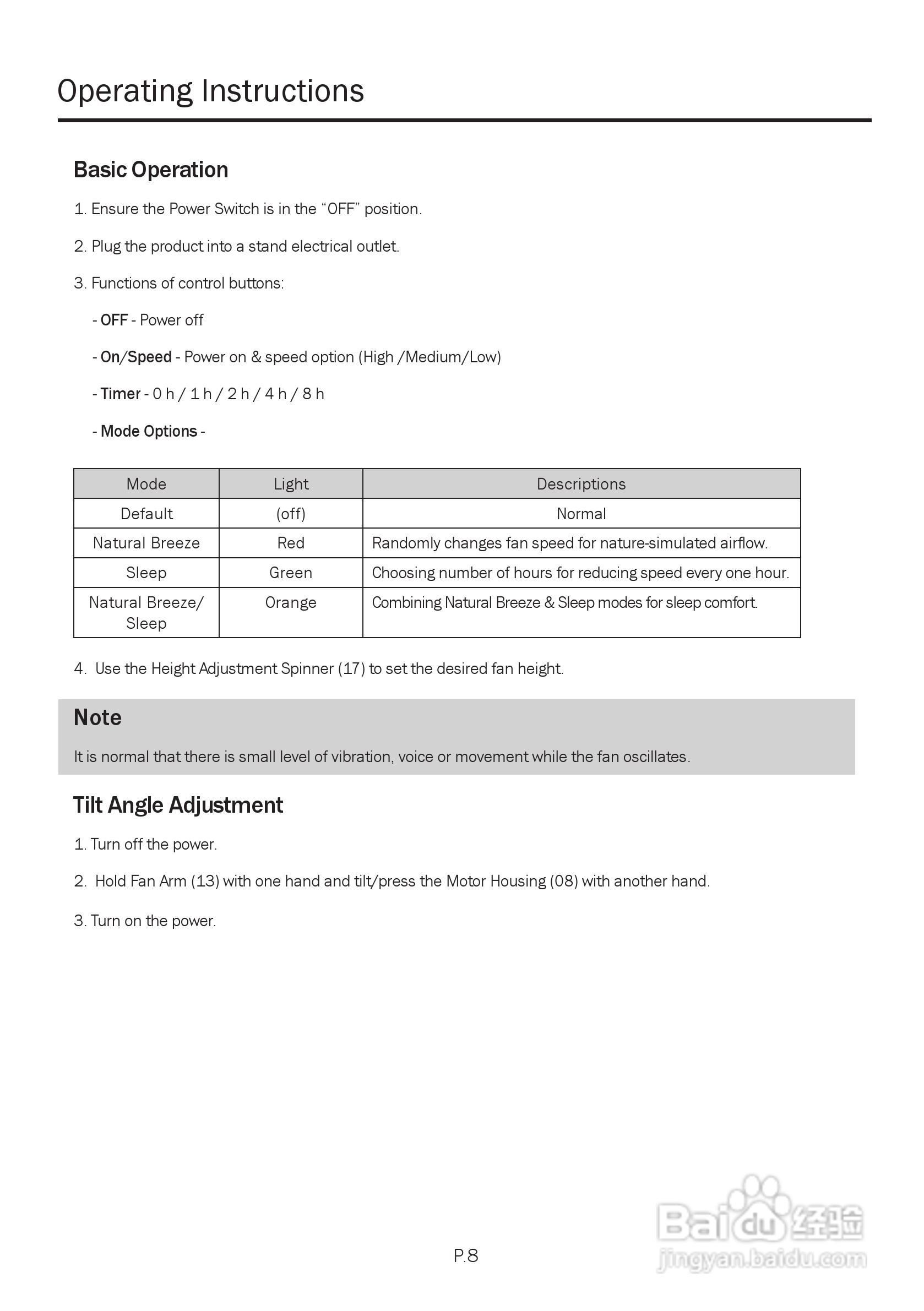 德国宝EF-716F环回送风电风扇使用说明书