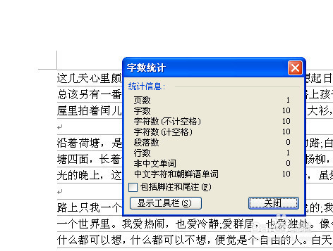 word文档中统计字数的方法
