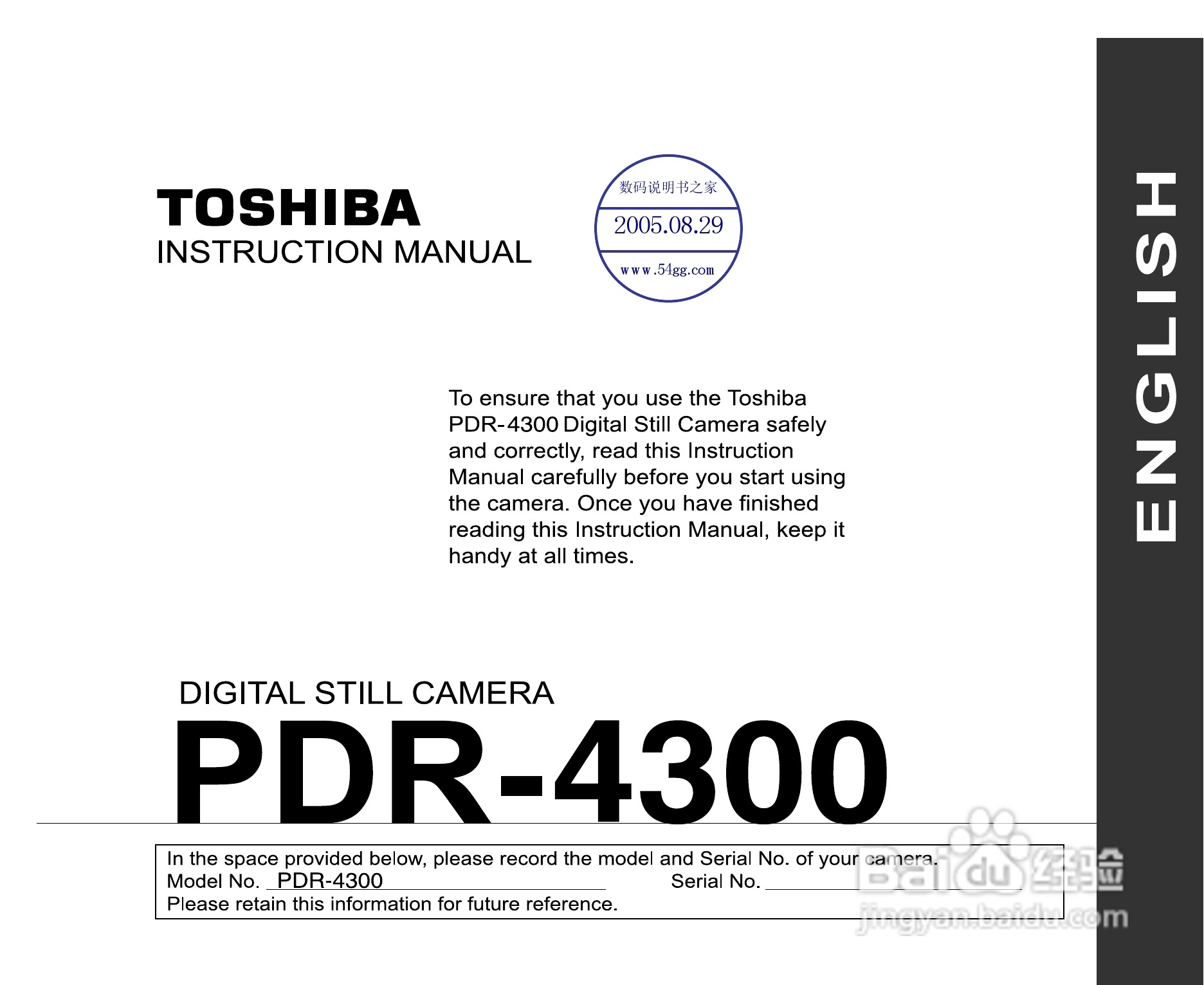 东芝PDR-4300数码相机使用说明书:[1]