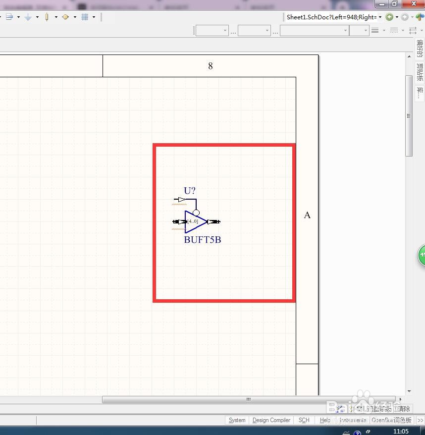 如何在AD中放置带低电平控制脚5位总线缓冲器？