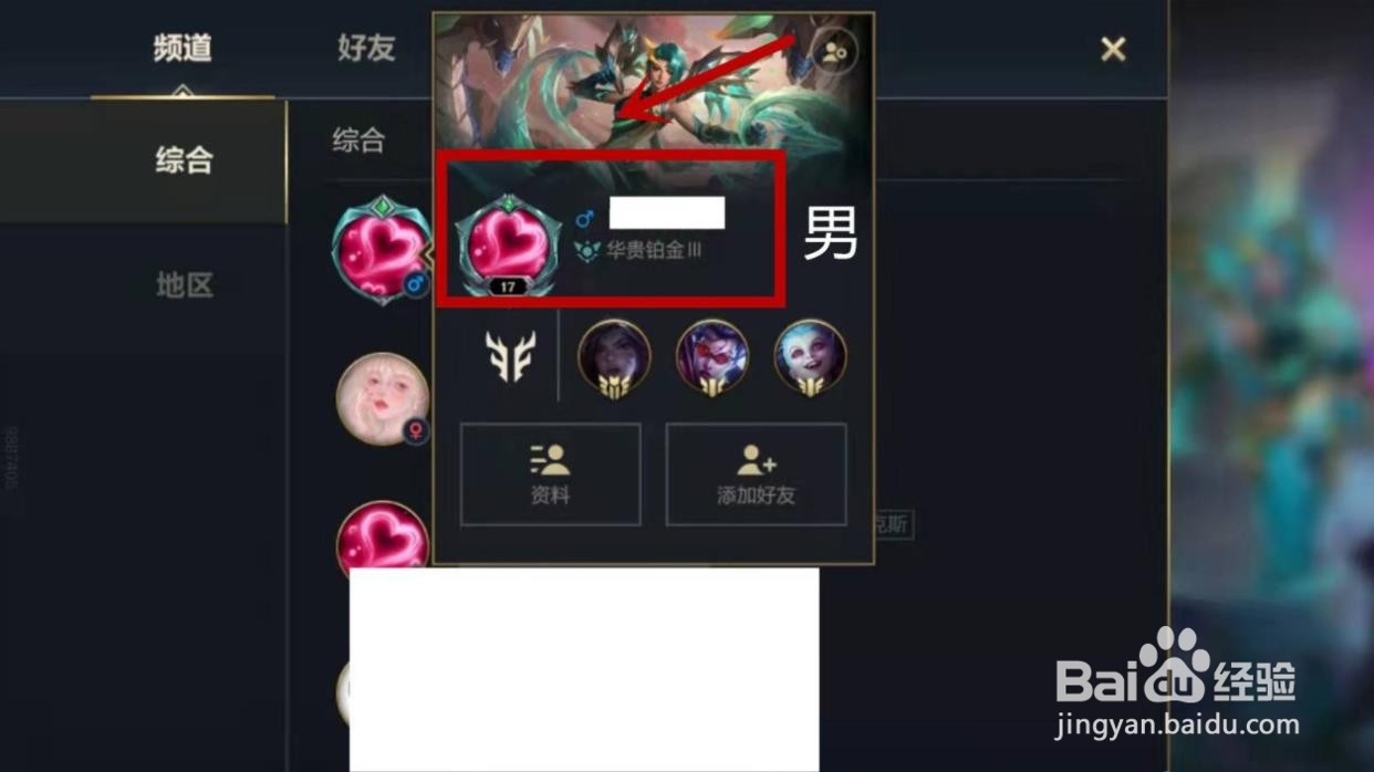 英雄联盟手游怎么看性别