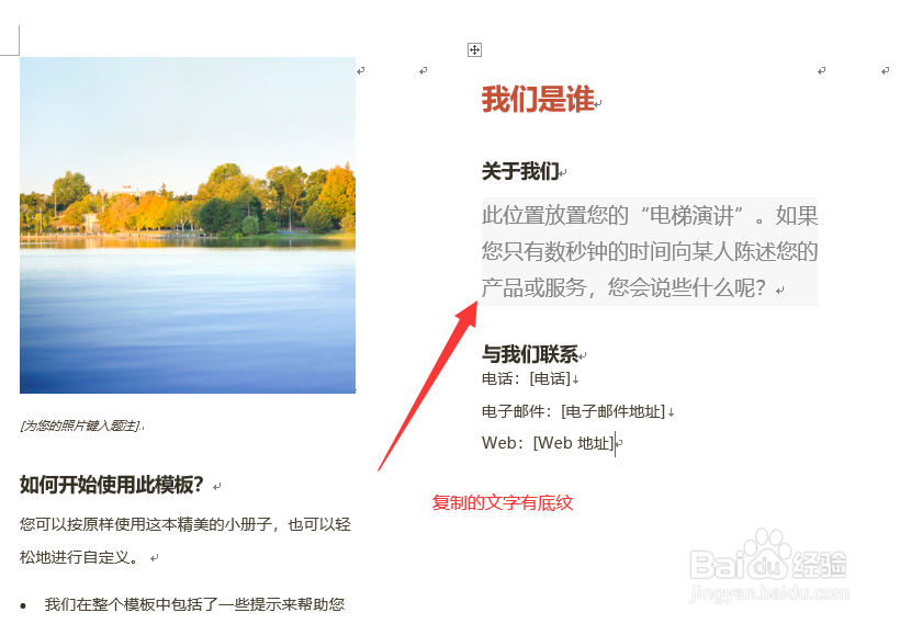 从网页复制到Word文档中的文字有底色怎么清除