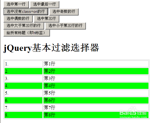 jQuery基本过滤选择器实例