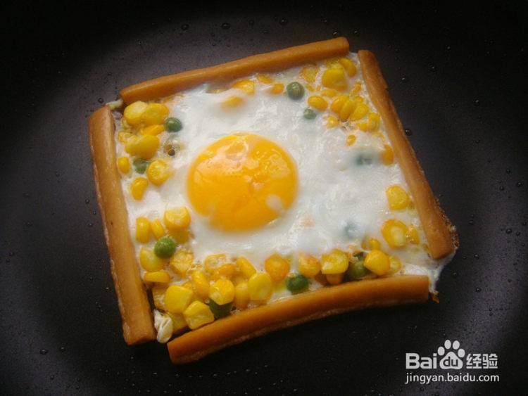 爱心早餐之火腿玉米煎鸡蛋