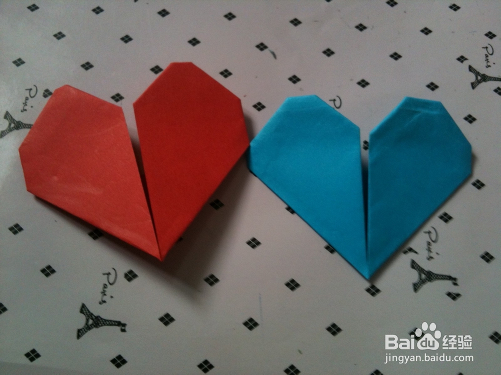 折纸心形书签