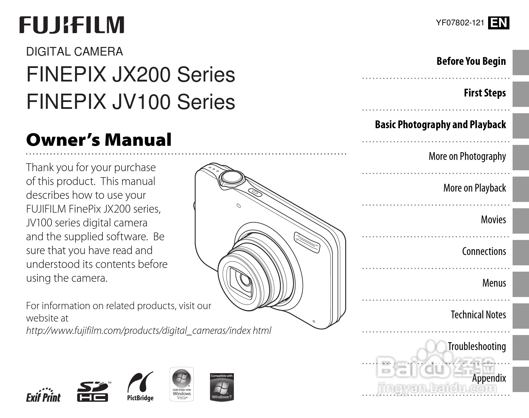 富士FinePix JX200 series数码相机使用说明书:[1]