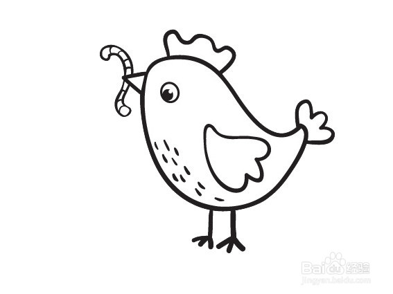 母鸡给小鸡喂食的简笔画