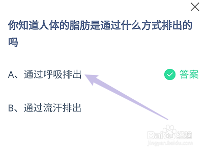 蚂蚁庄园答案人体的脂肪是通过什么方式排出的吗