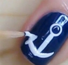 海军风美甲DIY教程