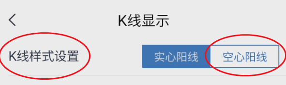 腾讯自选股如何设置空心阳线