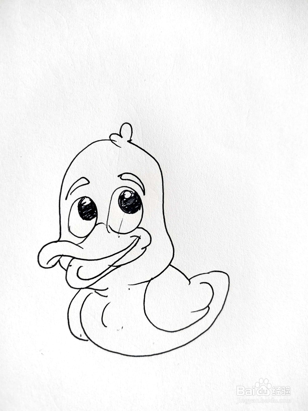 萌萌的小鸭子线描画怎么画