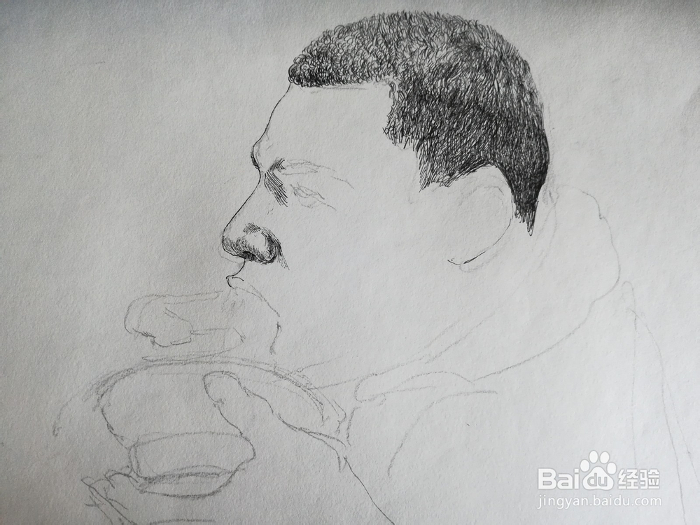 怎么画线面男生头像,线描头像