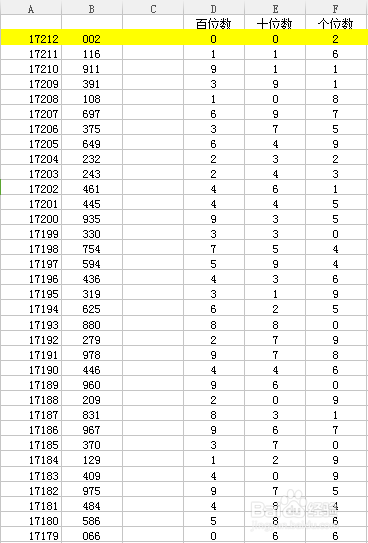 如何将表格一列数字中每位数字快速简单分离出来