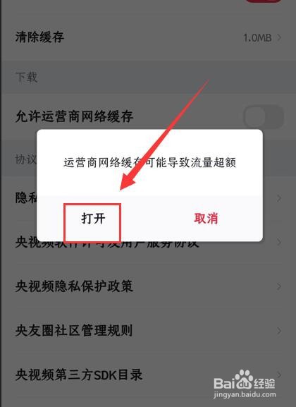 央视频App如何设置允许运营商网络缓存