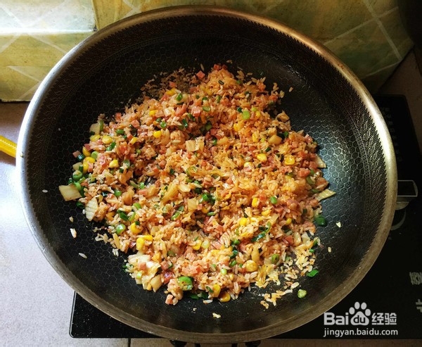 辣白菜花式炒饭的制作方法 百度经验