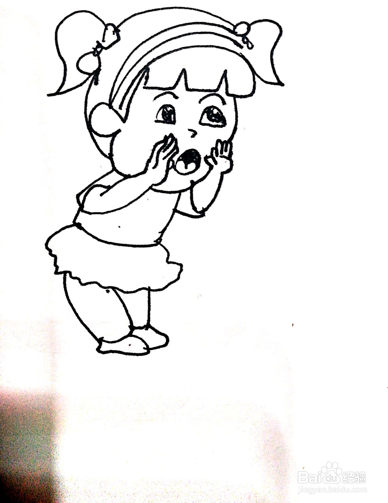 呐喊的女孩线描画怎么画